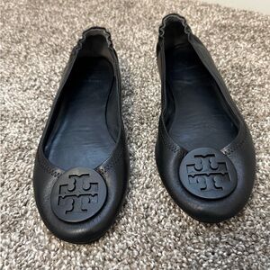 Tory Burch Black Logo Flats